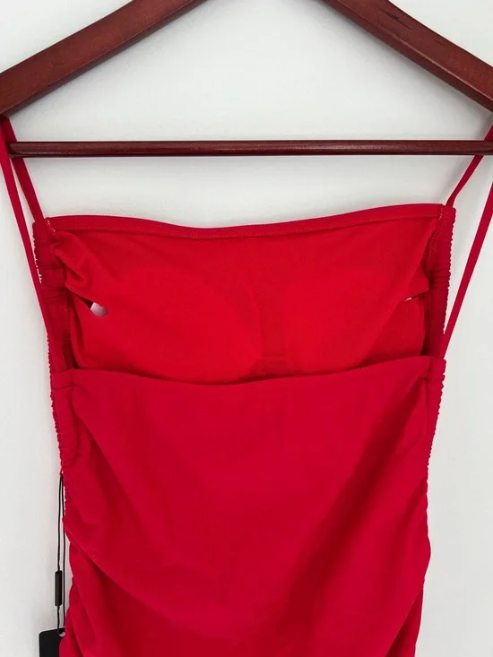 Fashion Nova Ellie Ruched One-Piece Swimsuit Style# ZD22064 Red NWT Size M - Picture 12 of 13